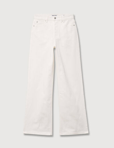 Jeans large taille haute denim blanc femme
