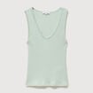 D&eacute;bardeur col v bretelles dentelle vert pastel femme