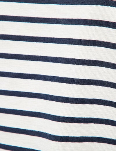 Pull droit manches longues broderie ecru femme