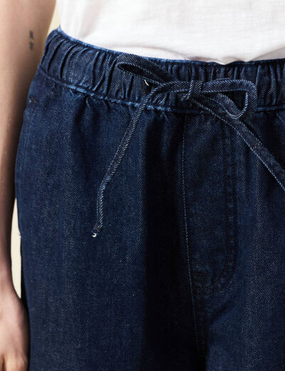 Jeans jogging élastiqué denim brut rinse femme