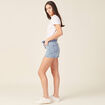 Short droit éco-responsable denim bleach femme