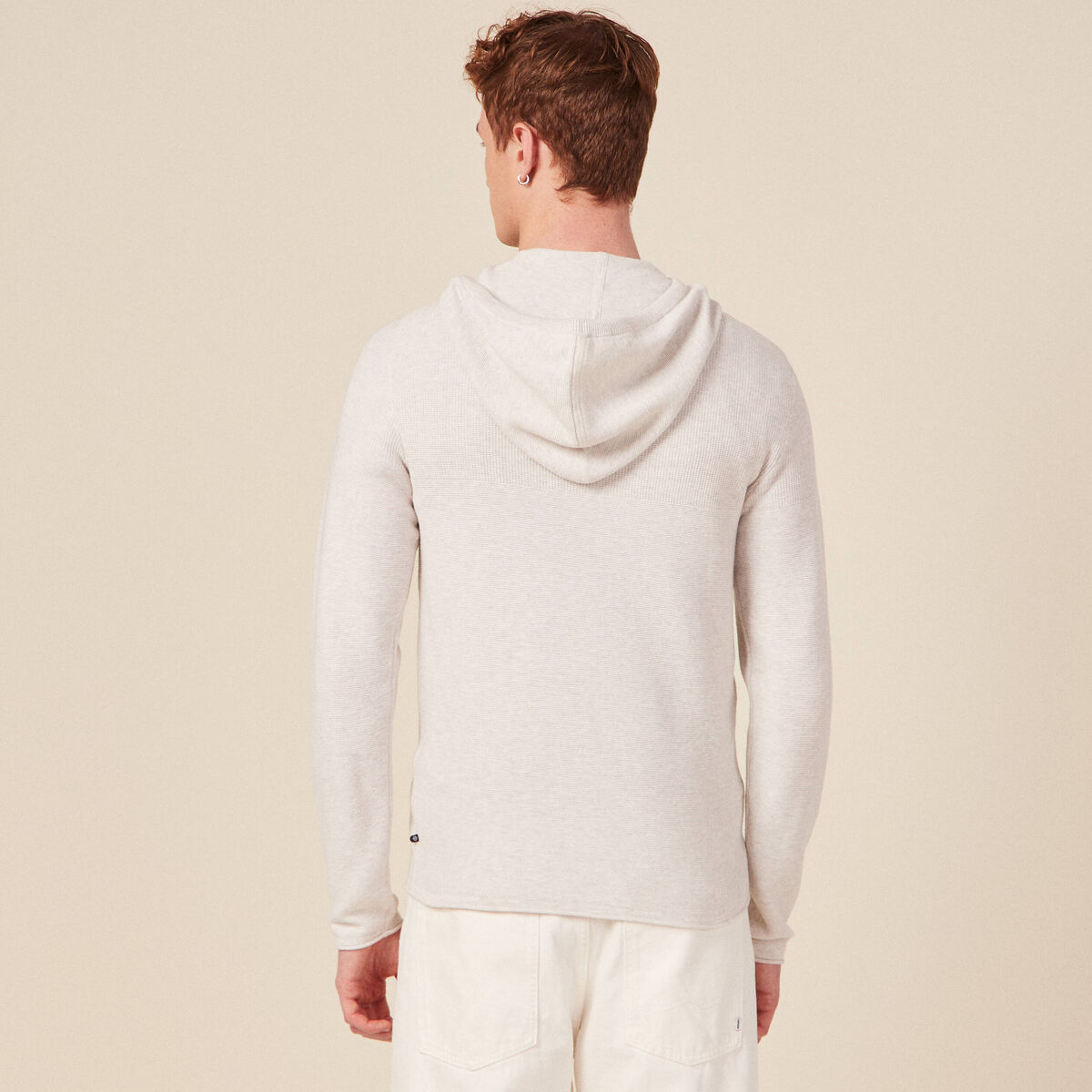 Pull à capuche ecru homme