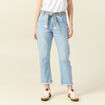 Jeans boyfriend ceinturé denim bleach femme
