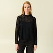 T-shirt droit court manches longues noir femme
