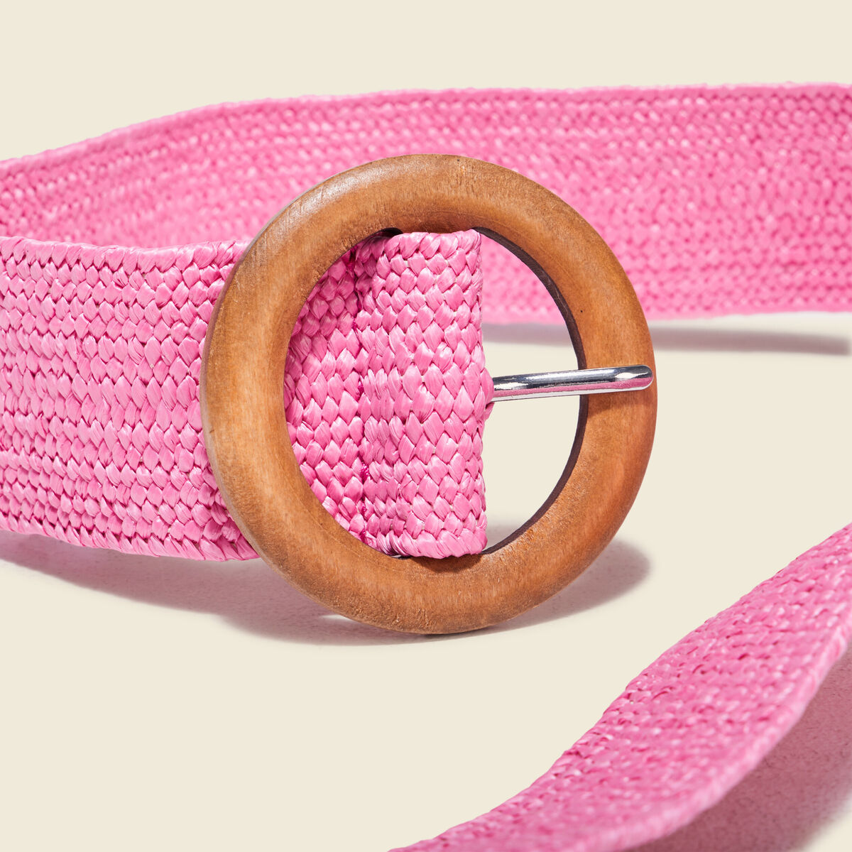 Ceinture tressée boucle ronde rose fushia femme
