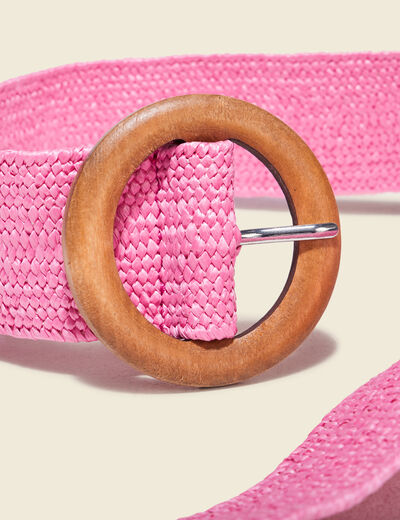 Ceinture tressée boucle ronde rose fushia femme