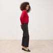 Jeans straight 7/8&egrave;me taille haute denim noir femme