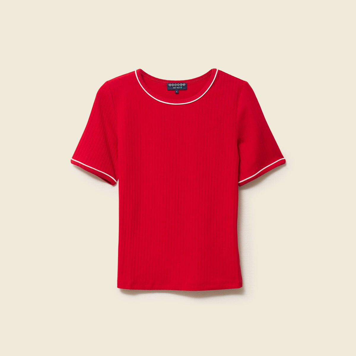 T-shirt ajust&eacute; court manches courtes rouge femme