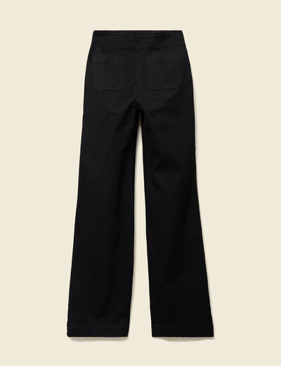 Jeans bootcut taille haute 7/8&egrave;me denim noir femme