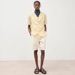 Chemise print&eacute;e manches courtes jaune paille homme