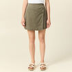 Jupe chino trap&egrave;ze vert kaki femme