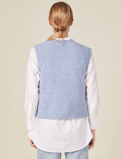 Pull éco-responsable bleu gris femme