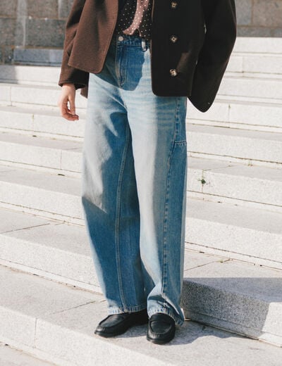 Jeans barrel taille standard bleu femme