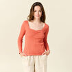 T-shirt manches longues orange corail femme