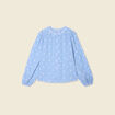 Blouse manches longues brodée bleu ciel femme