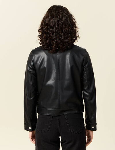 Blouson simili cuir noir femme