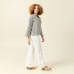T-shirt col V manches longues ecru femme