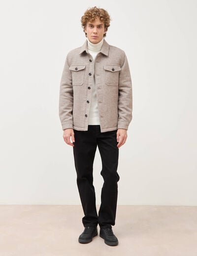 Surchemise boutonn&eacute;e beige homme