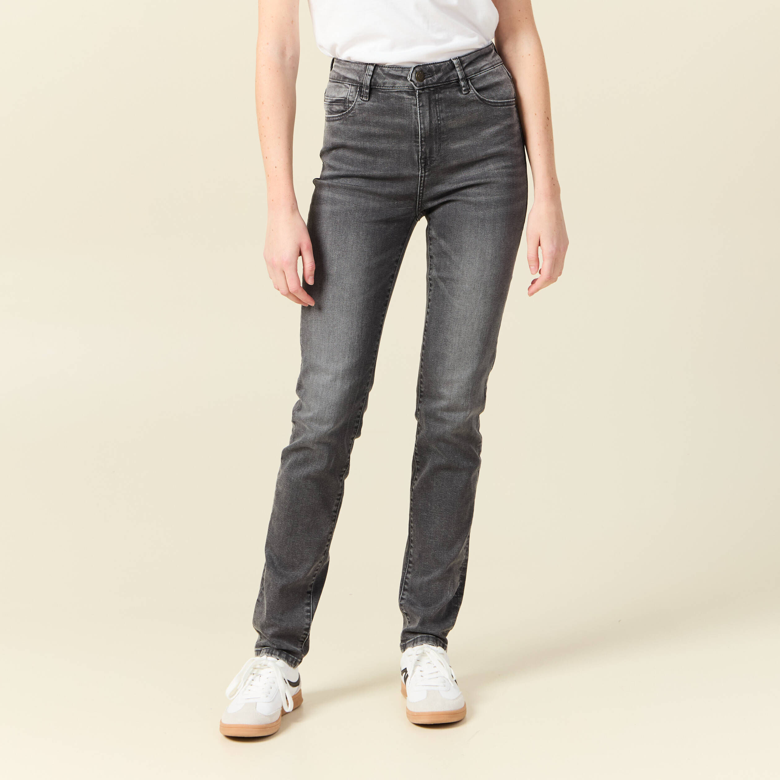 Jeans slim femme gris