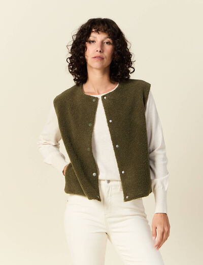 Gilet sans manches vert kaki femme