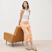 Pantalon large taille haute 3/4 en coton orange abricot femme