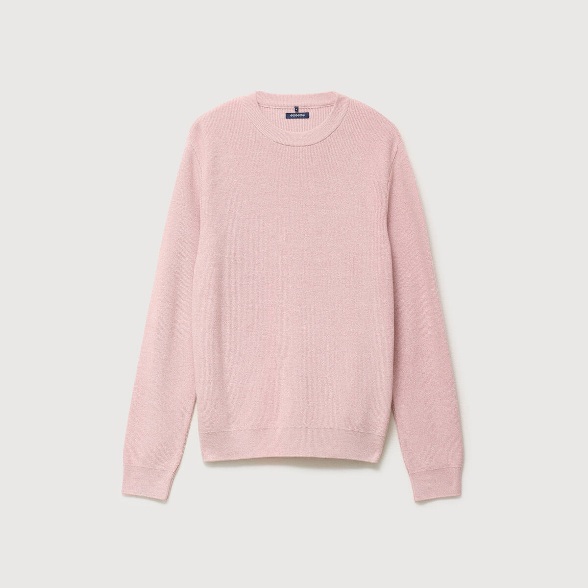 Pull droit col rond manches longues rose pastel homme