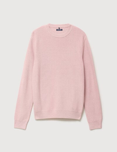 Pull droit col rond manches longues rose pastel homme