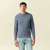 Pull col rond manches longues bleu gris homme