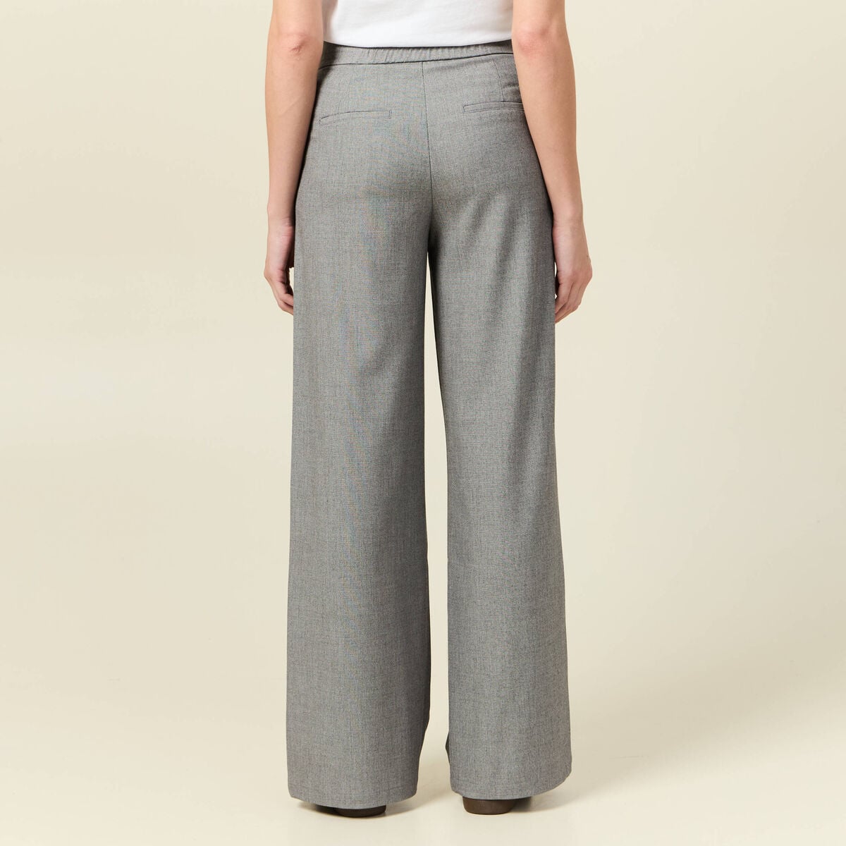 Pantalon large fluide gris femme