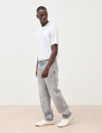 Jeans large longueur 34 en coton denim snow gris homme