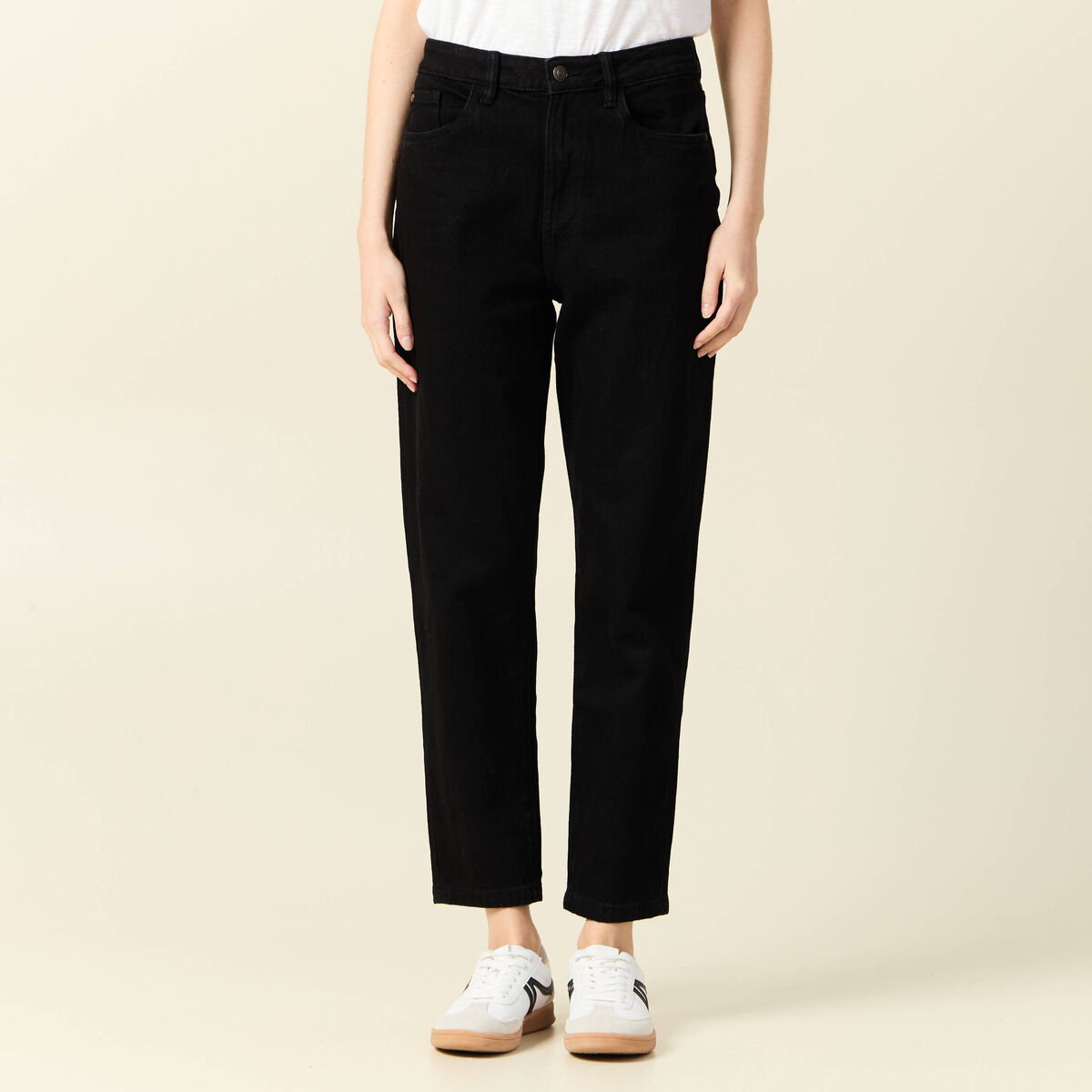 Jeans mom 7/8ème denim noir femme