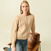 Gilet manches longues col rond creme femme