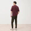 Polo ample col cubain manches courtes prune homme