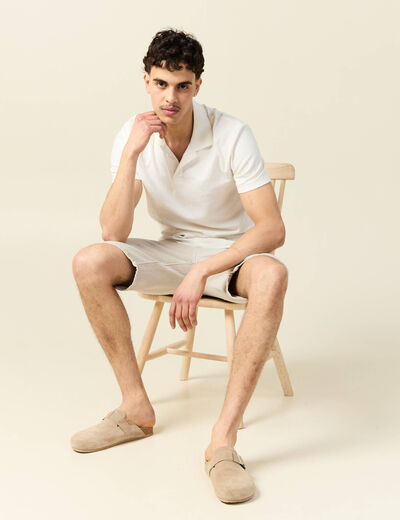 Polo manches courtes ecru homme