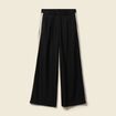 Pantalon large taille haute noir femme