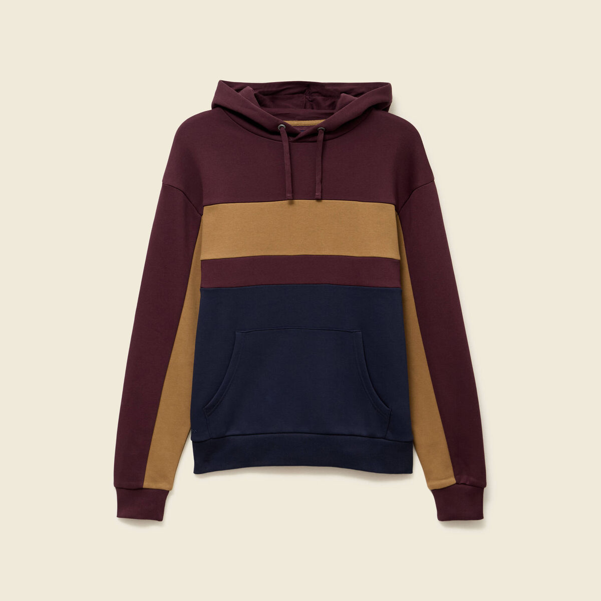 Sweat &agrave; capuche manches longues bordeaux homme