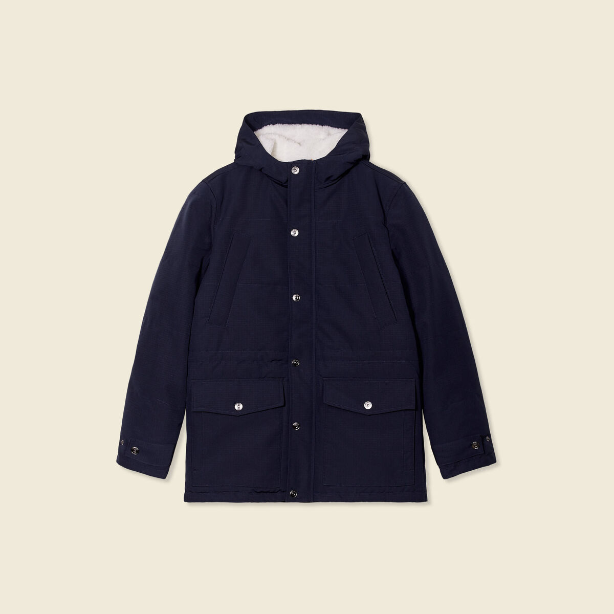 Parka &agrave; capuche bleu marine homme