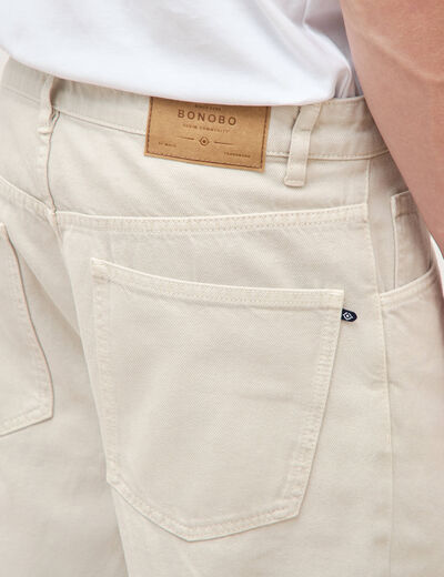 Jeans large longueur 32 en coton denim beige homme