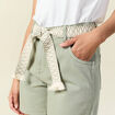 Short boyfriend ceinturé jean vert kaki femme
