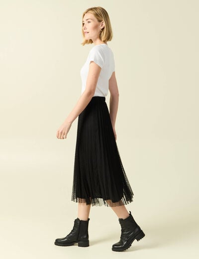 Jupe midi &eacute;vas&eacute;e tulle noir femme