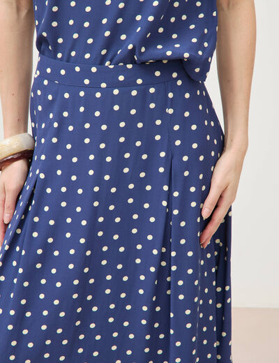 Jupe longue &eacute;vas&eacute;e bleu marine femme
