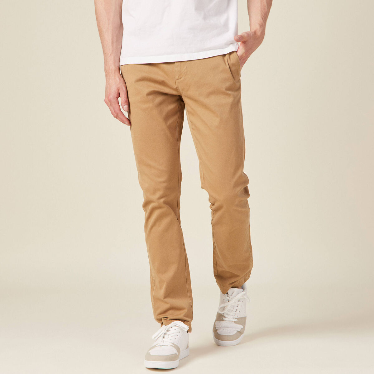 Pantalon chino straight vert kaki homme
