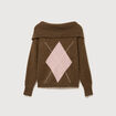 Pull droit manches longues bardot marron femme