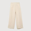 Pantalon large taille haute ceinture jaune pastel femme