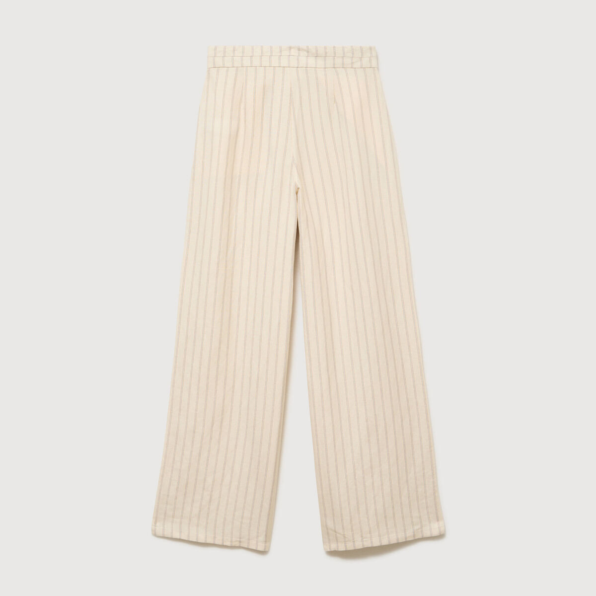 Pantalon large taille haute ceinture jaune pastel femme