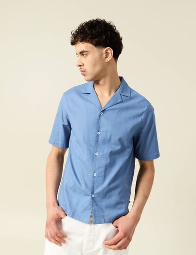 Chemise manches courtes bleu gris homme