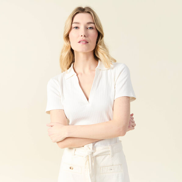 Polo manches courtes ecru femme