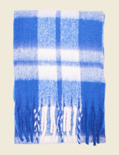 Écharpe à franges bleu femme