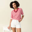 Pull manches courtes rouge femme