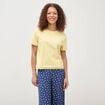 T-shirt droit col rond manches courtes jaune pastel femme